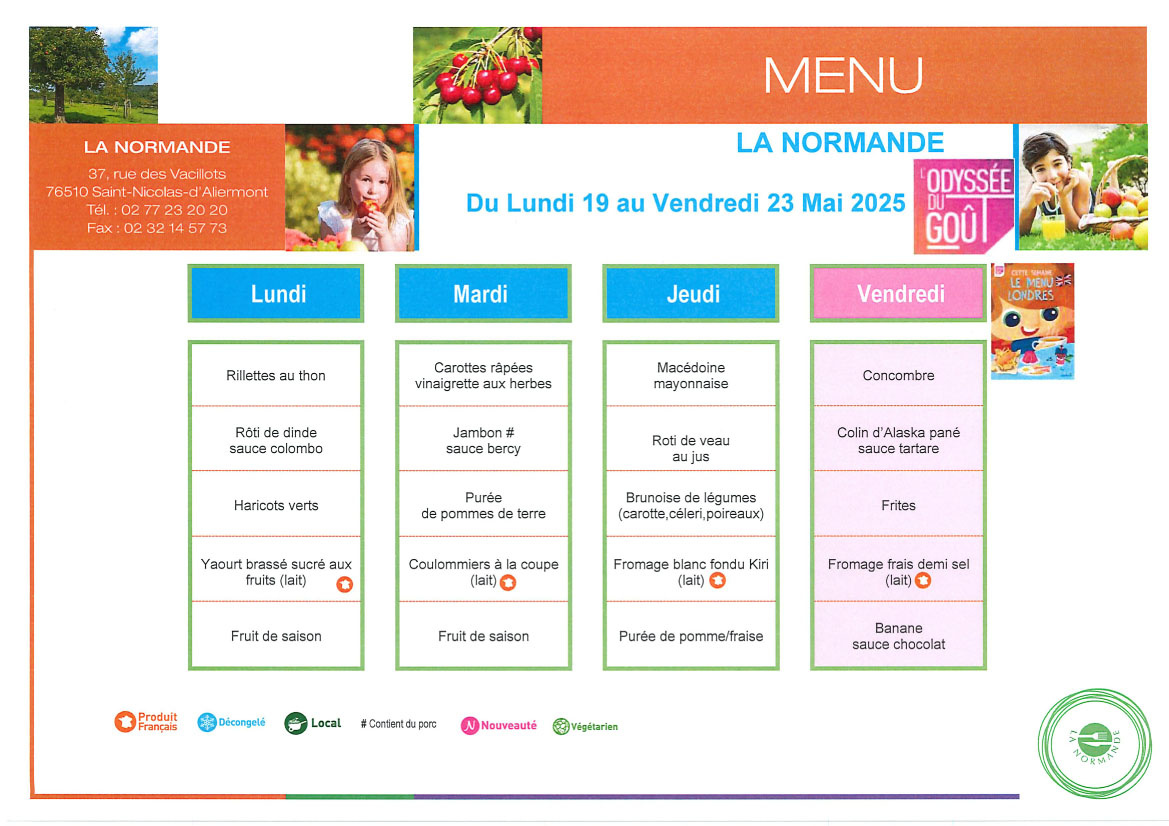 Menu scolaire